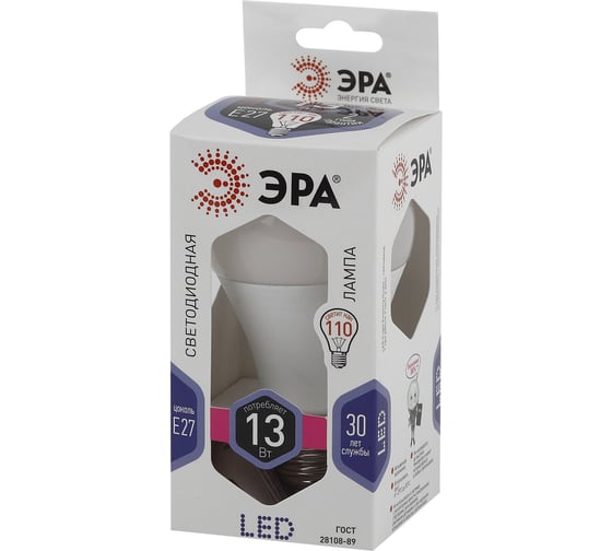 Светодиодная лампа ЭРА LED A60-13W-860-E27, груша, холодный Б0031395