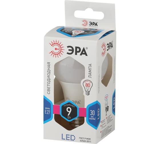 Светодиодная лампа ЭРА LED A60-9W-840-E27, груша, нейтральный Б0032247