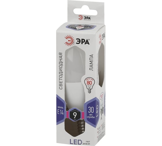 Светодиодная лампа ЭРА LED B35-9W-860-E14, свеча, холодный Б0031403