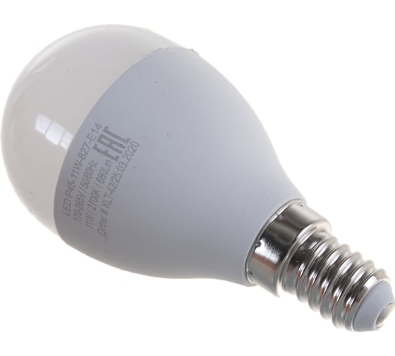 Светодиодная лампа ЭРА LED P45-11W-827-E14 диод, шар,тепл Б0032986