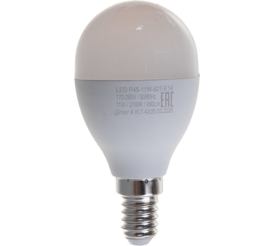 Светодиодная лампа ЭРА LED P45-11W-827-E14 диод, шар,тепл Б0032986