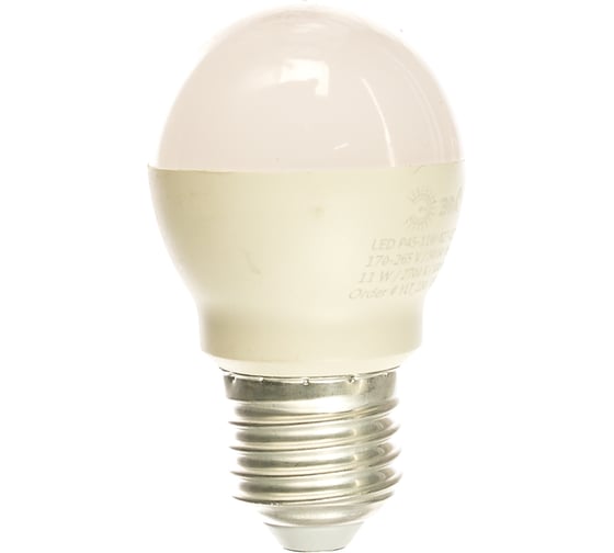 Светодиодная лампа ЭРА LED P45-11W-827-E27, шар, теплый Б0032987
