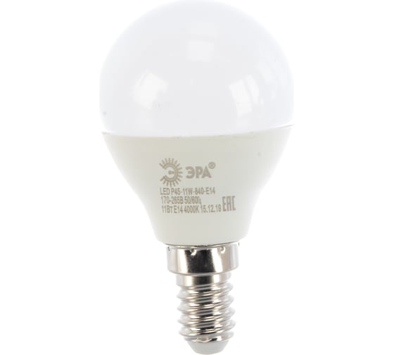 Светодиодная лампа ЭРА LED P45-11W-840-E14 диод, шар, нейтр Б0032988