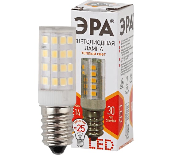 Светодиодная лампа ЭРА LED T25-3,5W-CORN-827-E14, капсула, теплый Б0028744