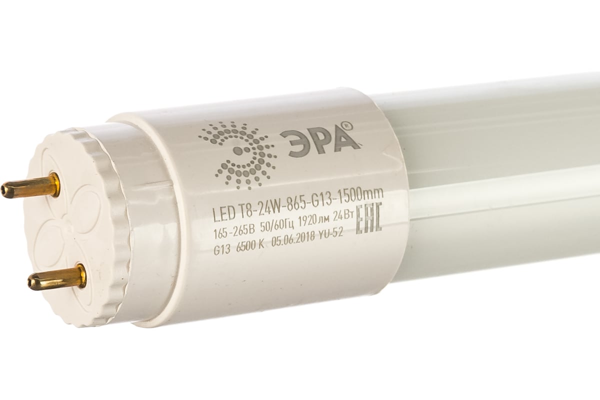 Светодиодная лампа ЭРА LED T8-24W-865-G13-1500mm, трубка стеклянная ...