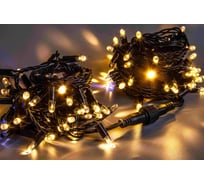 Гирлянда TEAMPROF Нить 10 м, 220В, флэш, теплый белый, черная резина 2,3мм TPF-S10CF-220V-SRB/WW