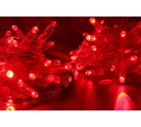 Гирлянда TEAMPROF Нить 10 м, 220В, колпачок, красный, прозрачный провод TPF-S10C-220V-CT/R