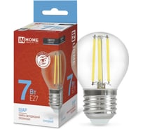 Светодиодная лампа IN HOME LED-ШАР-deco 7Вт 230В Е27 6500К 810Лм прозрачная 4690612036427