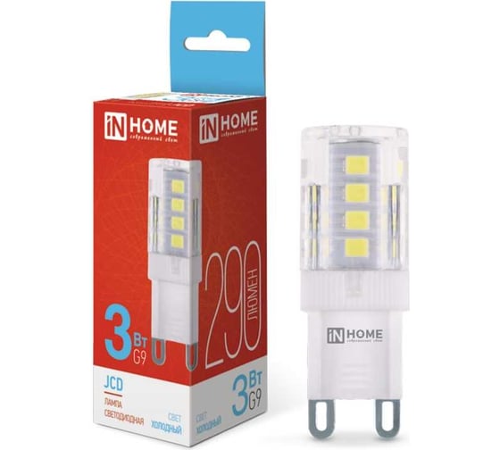 Светодиодная лампа IN HOME LED-JCD 3Вт 230В G9 6500К 290Лм 4690612036281 1