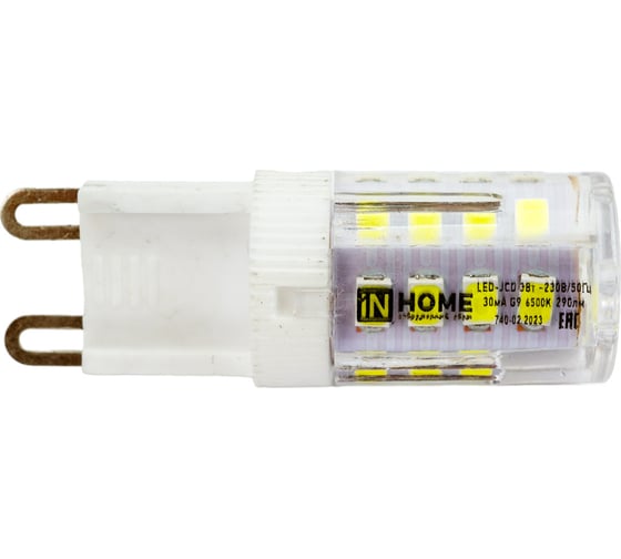 Светодиодная лампа IN HOME LED-JCD 3Вт 230В G9 6500К 290Лм 4690612036281
