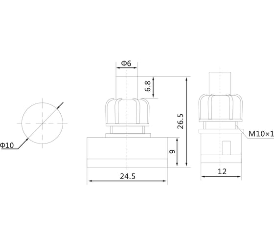 Выключатель-кнопка REXANT 250v 1а (2с) on-off черный (pbs-17a2) (для настольной лампы) 36-3011