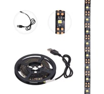 Светодиодная лента Lamper 5В, smd2835, 4,8Вт/м, 60 led/м, 3000k, 8мм, 3м, с usb коннектором, черная, ip20 141-2004