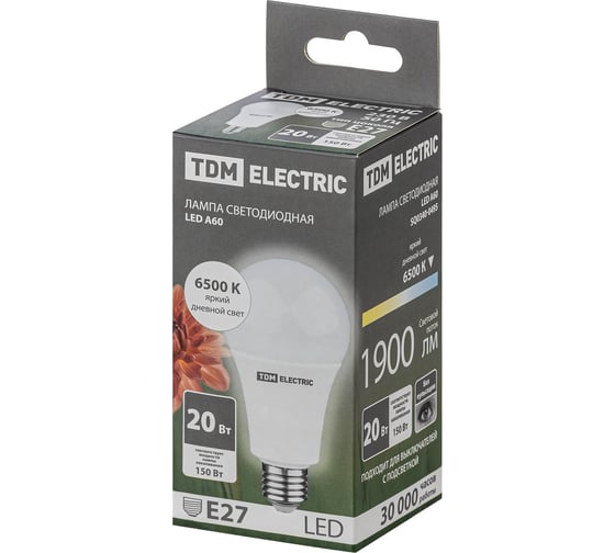 Светодиодная лампа TDM ELECTRIC А60 20 Вт, 230 В, 6500 К, E27 SQ0340-0495
