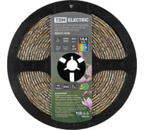 Светодиодная лента TDM ELECTRIC SMD5050-60 LED/м-IP65-12 В-14,4 Вт/м-RGB (5 м) блистер SQ0331-0346
