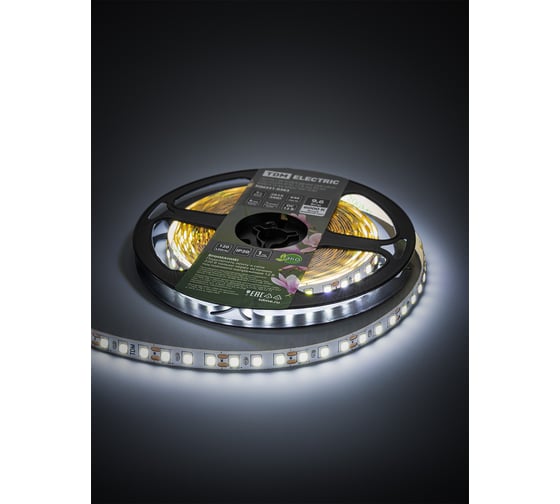 Светодиодная лента TDM SMD2835-120 LED/м-IP20-12 В-9,6 Вт/м-6000 К (5 м) блистер SQ0331-0363