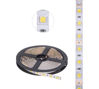 Светодиодная лента Lamper 12в, smd5050, 14,4вт/м, 60 led/м, 2700к, 10мм, 5м, для бп с клеммами, ip20 141-2025
