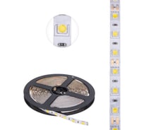 Светодиодная лента Lamper 12в, smd5050, 14,4вт/м, 60 led/м, 4000к, 10мм, 5м, для бп с клеммами, ip20 141-2026