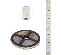 Светодиодная лента Lamper 12в, smd5050, 14,4вт/м, 60 led/м, 2700к, 10мм, 5м, для бп с клеммами, ip65 141-2028