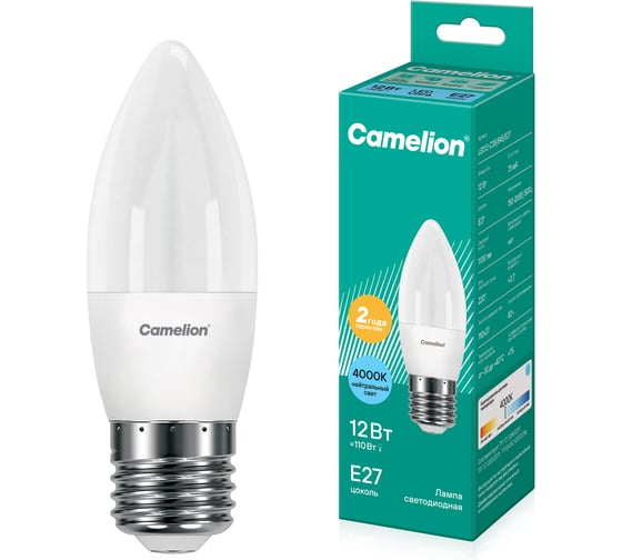 Светодиодная лампа Camelion LED12-C35/845/E27 12Вт 220В 13690