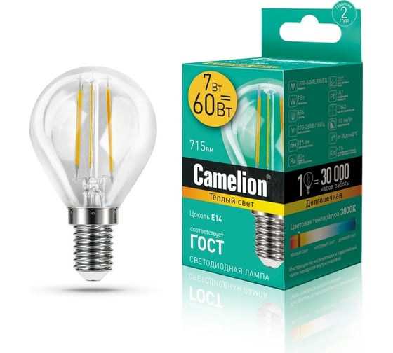 Светодиодная лампа Camelion LED7-G45-FL/830/E14 7Вт 220В 13456