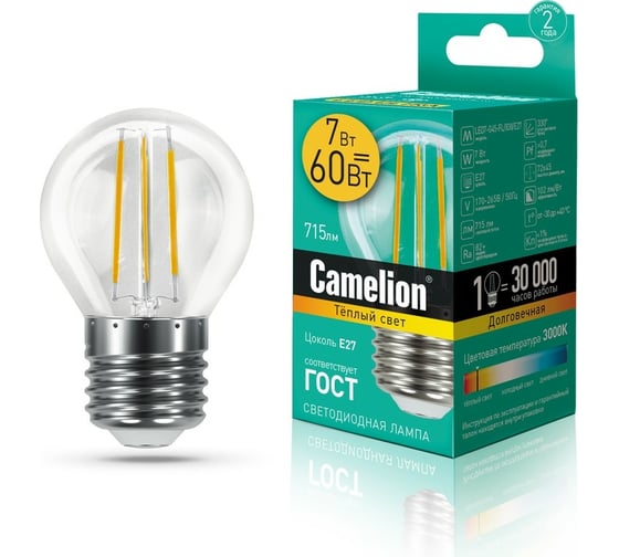 Светодиодная лампа Camelion LED7-G45-FL/830/E27 7Вт 220В 13457