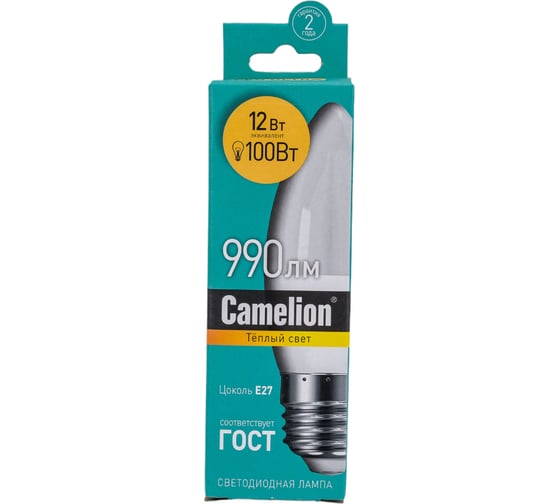 Светодиодная лампа Camelion LED12-C35/830/E27 12Вт 220В 13688
