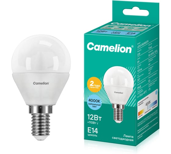 Светодиодная лампа Camelion LED12-G45/845/E14 12Вт 220В 13695 1