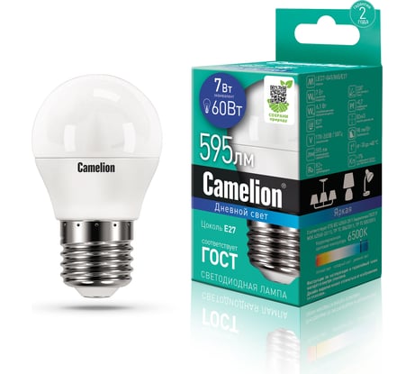 Светодиодная лампа Camelion LED7-G45/865/E27 7Вт 220В 12647