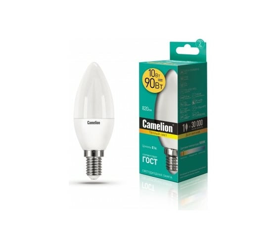 Светодиодная лампа Camelion LED10-C35/830/E14 10Вт 220В 13559