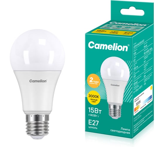 Светодиодная лампа Camelion LED15-A60/830/E27 15Вт 220В 12185