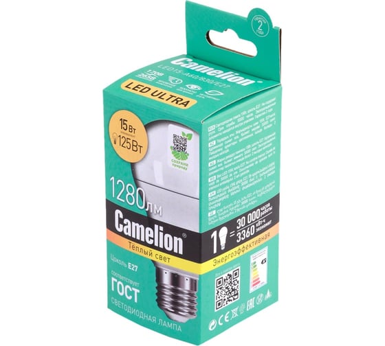 Светодиодная лампа Camelion LED15-A60/830/E27 15Вт 220В 12185