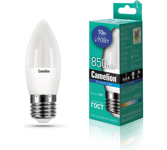 Светодиодная лампа Camelion LED10-C35/865/E27 10Вт 220В 13564