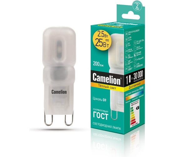 Светодиодная лампа Camelion LED2.5-G9-SL/830/G9 2.5Вт 220В 12023
