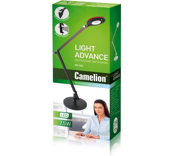 Настольный светильник Camelion KD-844 C01 белый LED 7.5Вт, 230В, 500Лм, 4000К 13532