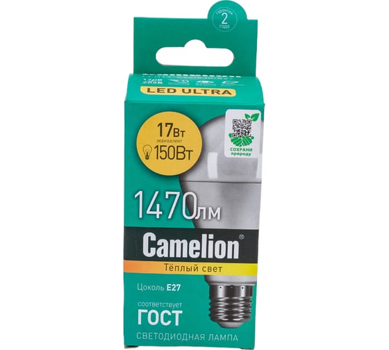 Светодиодная лампа Camelion LED17-A65/830/E27 17Вт 220В 12308