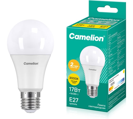 Светодиодная лампа Camelion LED17-A65/830/E27 17Вт 220В 12308