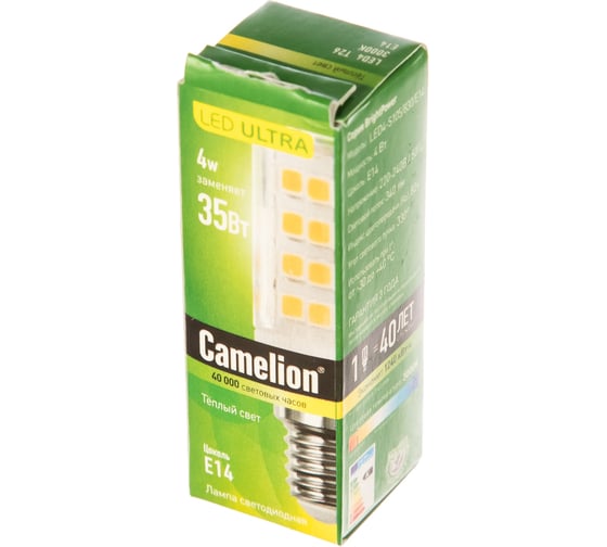 Светодиодная лампа 4Вт 220В Camelion LED4-S105/830/E14 13155