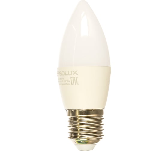 Электрическая светодиодная лампа Ergolux LED-C35-7W-E27-3K Свеча 7Вт E27 3000K 172-265В 13297