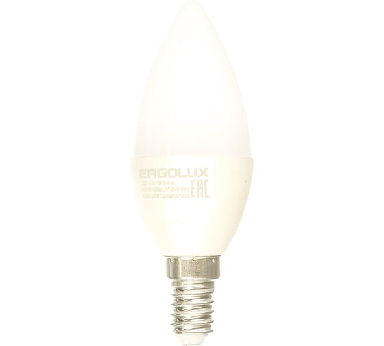 Электрическая светодиодная лампа Ergolux LED-C35-7W-E14-6K Свеча 7Вт E14 6500K 172-265В 12874