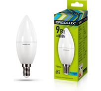 Электрическая светодиодная лампа Ergolux LED-C35-9W-E14-4K Свеча 9Вт E14 4500K 172-265В 13168