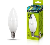 Электрическая светодиодная лампа Ergolux LED-C35-9W-E14-6K Свеча 9Вт E14 6500K 172-265В 13169