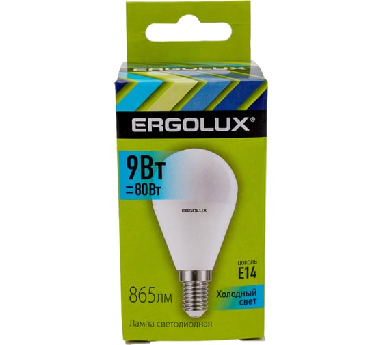 Электрическая светодиодная лампа Ergolux LED-G45-9W-E14-4K Шар 9Вт E14 4500K 172-265В 13174
