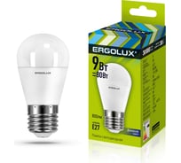 Электрическая светодиодная лампа Ergolux LED-G45-9W-E27-6K Шар 9Вт E27 6500K 172-265В 13178