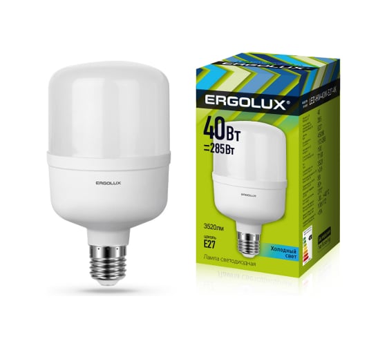 Электрическая светодиодная лампа Ergolux LED-HW-40W-E27-4K 40Вт E27 4500К 172-265В 13554