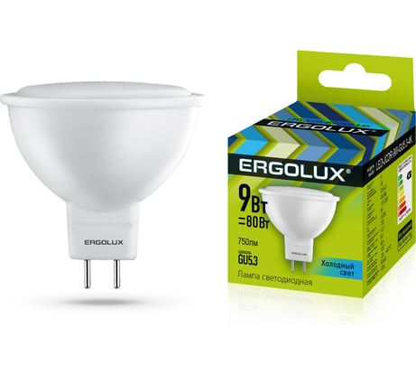 Электрическая светодиодная лампа Ergolux LED-JCDR-9W-GU5.3-4K JCDR 9Вт GU5.3 4500K 172-265В 13625