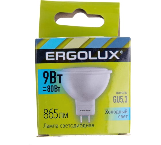 Электрическая светодиодная лампа Ergolux LED-JCDR-9W-GU5.3-4K JCDR 9Вт GU5.3 4500K 172-265В 13625