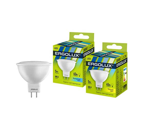 Электрическая светодиодная лампа Ergolux LED-JCDR-5W-GU5.3-3K JCDR 5Вт GU5.3 3000K 172-265В 12156 1