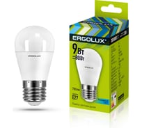 Электрическая светодиодная лампа Ergolux LED-G45-9W-E27-4K Шар 9Вт E27 4500K 172-265В 13177