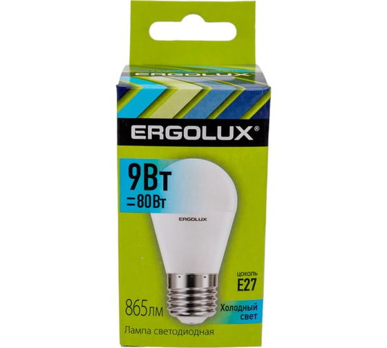 Электрическая светодиодная лампа Ergolux LED-G45-9W-E27-4K Шар 9Вт E27 4500K 172-265В 13177