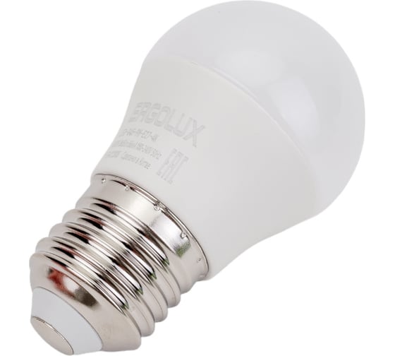 Электрическая светодиодная лампа Ergolux LED-G45-9W-E27-4K Шар 9Вт E27 4500K 172-265В 13177